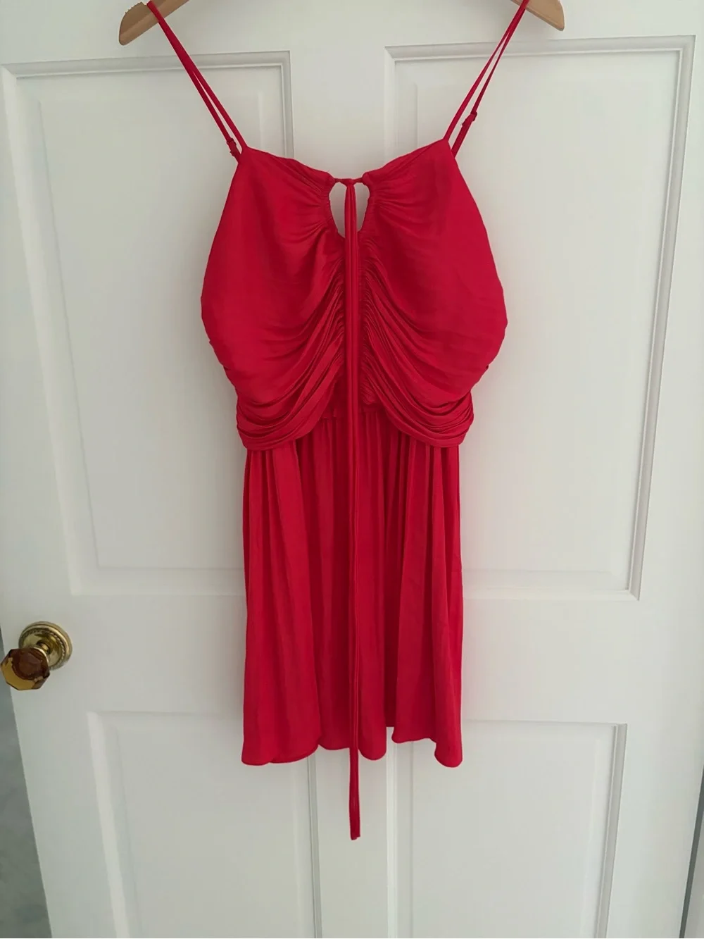 House of Harlow 1960 Red Ruched Spaghetti-Strap Chemise